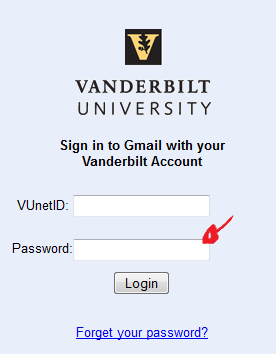 vanderbilt sign in step 2