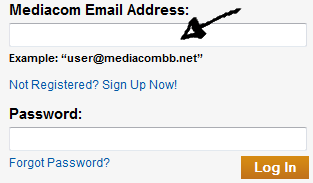 mediacom mail sign in step 1