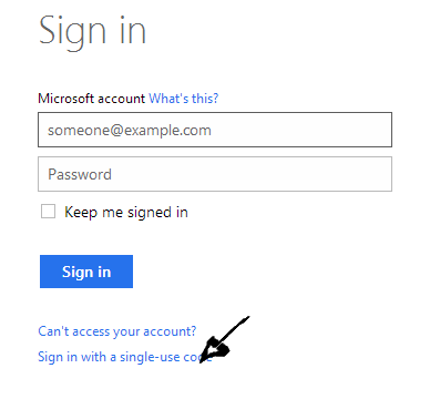 outlook sign in with single use code