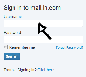 in dot com email login step 1